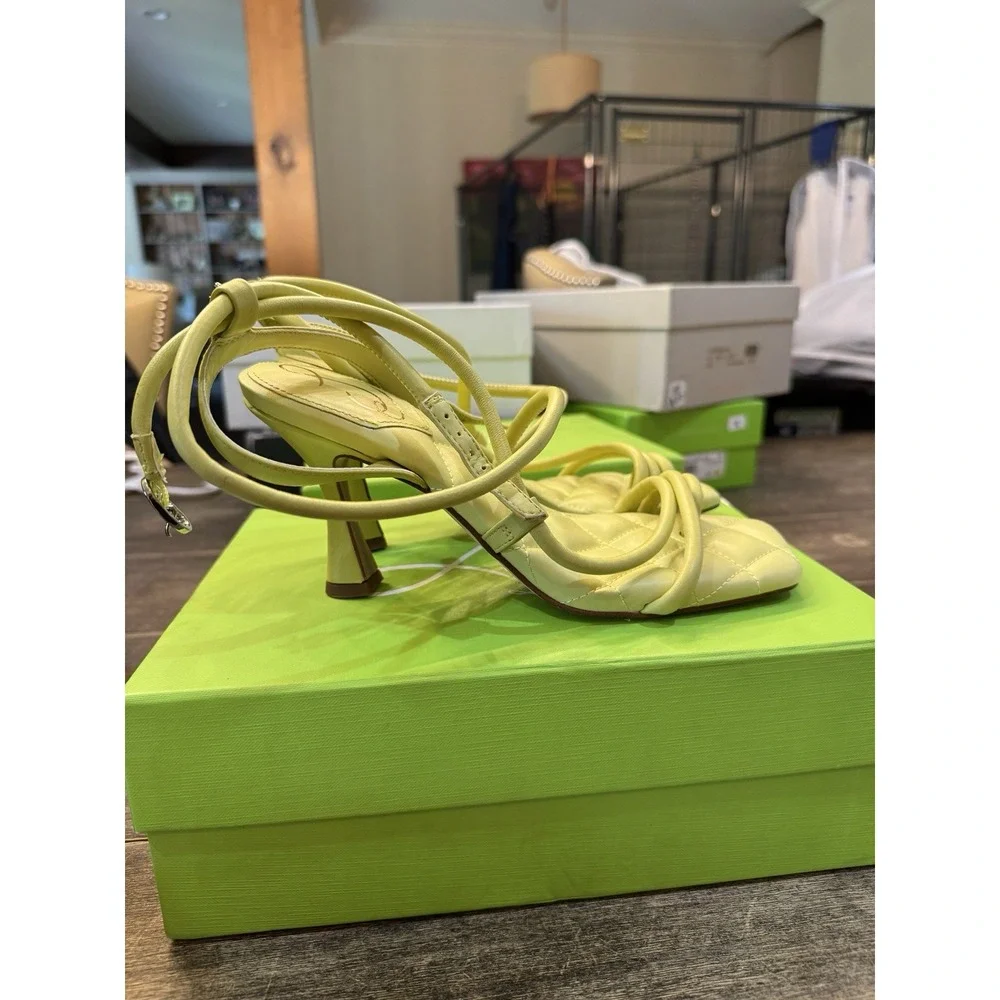 Sam Edelman MAVEN PADDED‎ STRAPPY HEEL In Kiwi Leather Size 8 Sandal - Picture 6 of 12